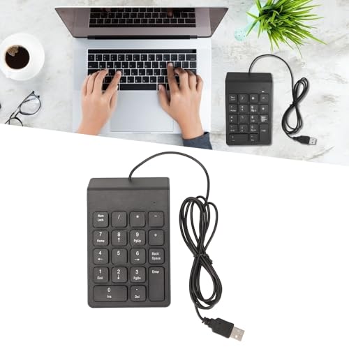 Wired Number Pad 18 Keys, Ergonomic USB Mini Numeric Keypad, Plug and Play Quiet Typing for PC Laptop Desktop, 2 Pack (2 Pack) - size: 2 Pack