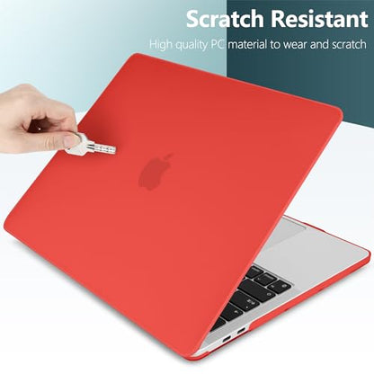for MacBook Pro 13 inch Case 2023 2022 2021 2020 Release Model: A2338 M2/M1 A2289 A2251 with Touch Bar & Touch ID, Frosted Matte Plastic Hard Shell Case & Keyboard Cover, Red - color: Red