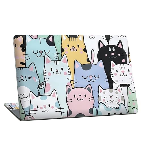 Universal Laptop Skin Sticker with 2 Wrist Pad Skins, Waterproof Scratch Resistant Vinyl Laptop Cover Decal, Cut to Fit for 11–15.6 Inch MacBook HP Dell Lenovo, Cat Family - color: Cat Family