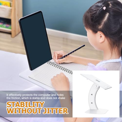Cabilock Ergonomic Laptop Holder and Riser Stand with Anti-Slip Base, Portable Foldable White Laptop Support for Desk Reading and Study