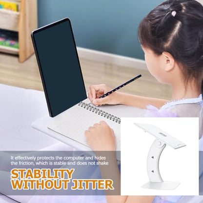 Cabilock Ergonomic Laptop Holder and Riser Stand with Anti-Slip Base, Portable Foldable White Laptop Support for Desk Reading and Study