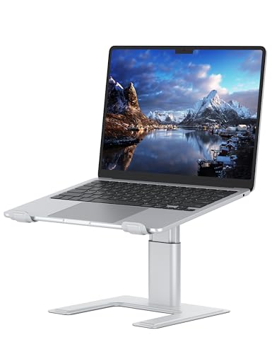 ALASHI Laptop Stand for Desk, Computer Stand Adjustable Height, Ergonomic Notebook Laptop Riser, Aluminum Metal Holder Compatible with 10 to 17.3 Inches Notebook PC Computer, Silver - color: B-Silver