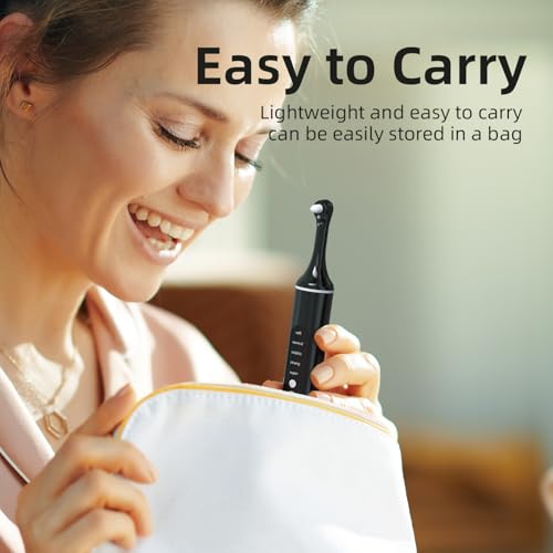 [Type-C Fast Charging] LED Teeth Whitening Polisher,Home Dental Care Kit with 6 Brush Heads & 5 Adjustable Speeds, Portable Electric Tooth Cleaner (Black)