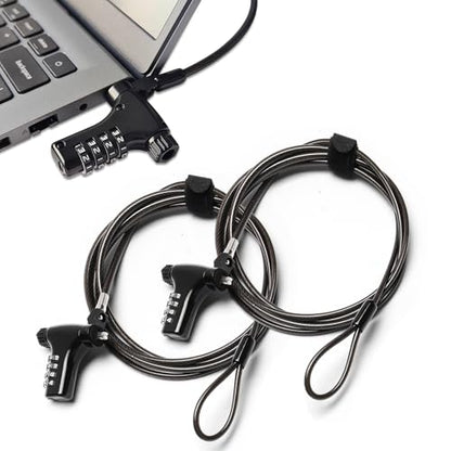 2 Pack Universal Laptop Combination Lock, 2M/6.6FT Laptop Locking Cable, 4-Digit Resettable Password Anti-Theft Heavy Duty Computer Lock, Security Locks for Laptops, Notebooks Weatherproof - color: password-2 pack black