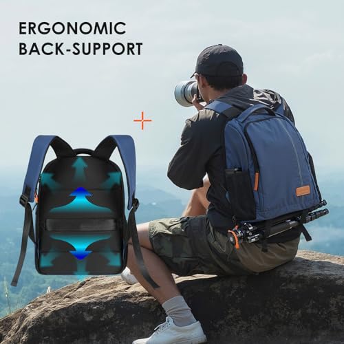 TARION Camera Backpack for Photographers Compact 15L, TB04 Blue | 15 Inch Laptop Compartment, Side Access Quick Draw, Anti-theft Hidden Pocket, Tripod Holder, Rain Cover, Travel-Friendly - color: Blue