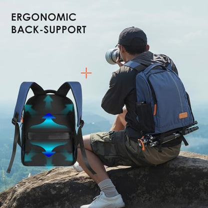 TARION Camera Backpack for Photographers Compact 15L, TB04 Blue | 15 Inch Laptop Compartment, Side Access Quick Draw, Anti-theft Hidden Pocket, Tripod Holder, Rain Cover, Travel-Friendly - color: Blue