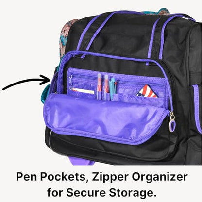 Olympia U.S.A. Deluxe Lightweight Rolling Overnighter Case Overnight Laptop Bag Weekender Travel Carry-On Suitcase Luggage with Wheels and Adjustable Push-Down Handle - color: Black/Purple
