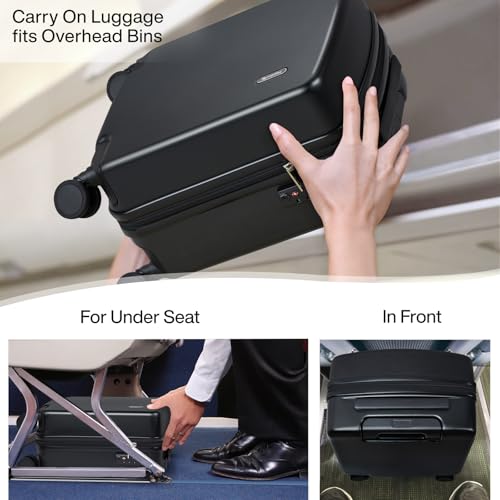 Hanke 16 Inch Underseat Small Carry On Luggage, Hard Shell with TSA Lock | PC Hard Shell, 14" Padded Laptop Pocket, Multi-Compartment, 8 Spinner Wheels, Lightweight, Short Trip - color: Jet Black, size: 16 Inch