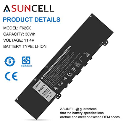 ASUNCELL 38Wh F62G0 Battery for Dell Inspiron 13 7000 7373 7386 2 in 1 Series Vostro 13 5000 5370 13-5370 P83G P87G P91G Series F62GO 39DY5 RPJC3 - color: F62G0