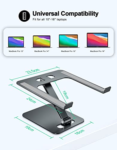 RIWUCT Foldable Aluminum Alloy Laptop Stand for Desk, Height Adjustable Ergonomic Computer Stand, Portable Laptop Riser Holder Printer Stand Compatible with MacBook Pro Air/HP/Dell 10-16", Gray - color: Gray