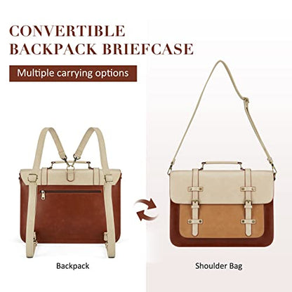 ECOSUSI Laptop Bag for Women Vegan Leather Messenger Bag Fashion Briefcase Computer Satchel Bag - color: Brown