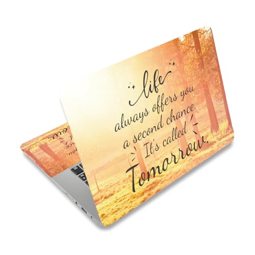 PLIGREAT Inspiring Words Laptop Skin Sticker Decals Fits 12" 13" 13.3" 14" 15 inch Laptop Watercolor Universal Removable Vinyl Notebook Art Protector Netbook PC Cover Decal - color: orange