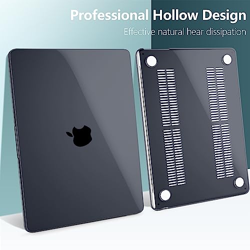 for MacBook Air 15 Inch Case M5 M4 M3 M2 (2026-2023) A3448 A3241 A3114 A2941, Protective Hard Shell Cover Compatible with Touch ID & Liquid Retina Display - Crystal Black - color: Crystal Black
