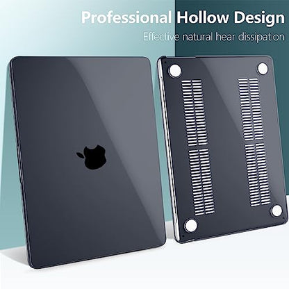 for MacBook Air 15 Inch Case M5 M4 M3 M2 (2026-2023) A3448 A3241 A3114 A2941, Protective Hard Shell Cover Compatible with Touch ID & Liquid Retina Display - Crystal Black - color: Crystal Black