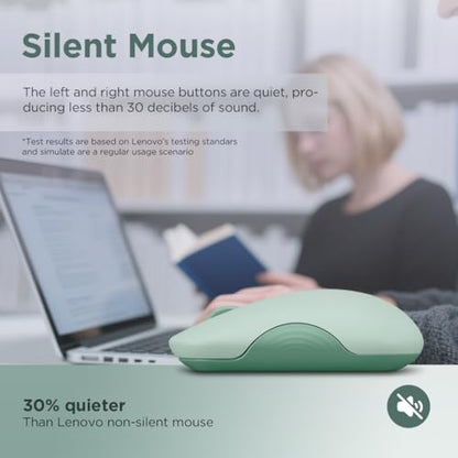 Lenovo 350 Wireless Bluetooth Mouse, Silent Click, 3 Level DPI (1000, 1600, 2400), 36 Month Battery Life, 2 Device Pairing, Breeze Moss - color: Breeze Moss