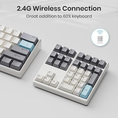 Kisnt Wireless Mechanical Numpad, Full-Function for Heavy Excel Financial | 34 Keys Hot Swappable, 2.4GHz Rechargeable, Laptop Macbook PC Desktop Compatible (Red Switches)