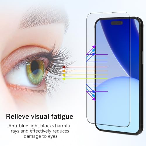 (2 Pack) Screen Protector Designed for iPhone 14 Pro Max 6.7-inch Anti Blue Light Tempered Glass Film, Easy to Install, Bubble Free - size: iPhone 14 Pro Max 6.7-inch