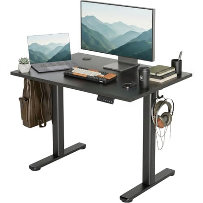 Claiks Electric Height Adjustable Standing Desk, 40x24 Inch, Deep Black | Smooth Height Adjustment, 4 Memory Presets, Cable Management Hub&Hook, Stable Steel Frame, 176lbs Capacity, Easy Assembly - color: Deep Black, size: 40