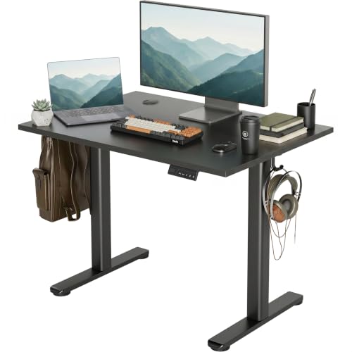 Claiks Electric Height Adjustable Standing Desk, 40x24 Inch, Deep Black | Smooth Height Adjustment, 4 Memory Presets, Cable Management Hub&Hook, Stable Steel Frame, 176lbs Capacity, Easy Assembly - color: Deep Black, size: 40