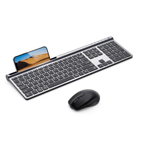 Samsers Wireless Multi-Device Dual-Mode Keyboard and Mouse Combo, Black | Full-Size Layout with Numeric Keypad, Bluetooth 5.0x2 +2.4G, Ultra Slim Silent, Compact Design, for MacOS/iOS/Android/Windows