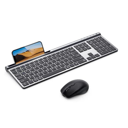 Samsers Wireless Multi-Device Dual-Mode Keyboard and Mouse Combo, Black | Full-Size Layout with Numeric Keypad, Bluetooth 5.0x2 +2.4G, Ultra Slim Silent, Compact Design, for MacOS/iOS/Android/Windows