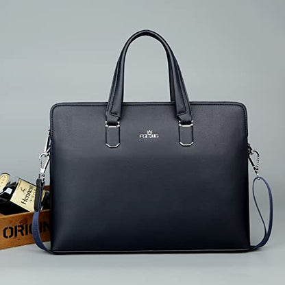 FSD.WG]Business Bag Leather Briefcase Shoulder Laptop Business Bag for Men - color: Blue