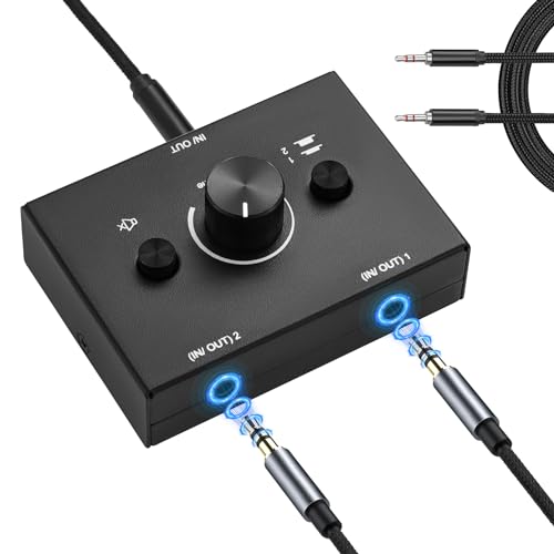 3.5mm Stereo Audio Switch Audio Switcher Passive Speaker Headphone Manual Selector Splitter Box Audio Sharing - size: 2 Port