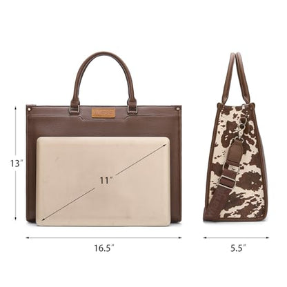 Wrangler Laptop Tote Bag for Women Western Style Work Crossbody Bag - color: Coffee