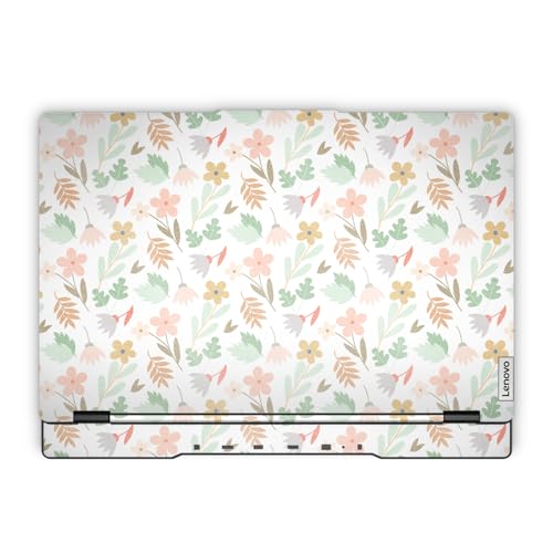 Glossy Glitter Laptop Skin Compatible with Lenovo Legion 5 Gaming Laptop (15IRX9) 2024 - Neutral Flowers - Premium 3M Vinyl Protective Wrap Decal Cover - Easy to Apply | Crafted in the USA - color: Neutral Flowers, size: Legion 5 Gaming (15IRX9) 2024 Top