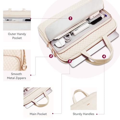Laptop Case Bag Women Men Computer Sleeve Compatible with MacBook/Dell/HP/Acer/ASUS, Waterproof Shoulder Carrying Briefcase, Beige, 17-17.3 Inch - color: Beige, size: 17.3 Inch