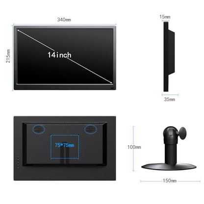 14 Inch Touch Screen Monitor FHD 1080P 60hz 99% sRGB IPS/HDMI/USB-C Computer Monitor Plug & Play, for Laptop PC Phone Raspberry Pi Switch PS4 PS5