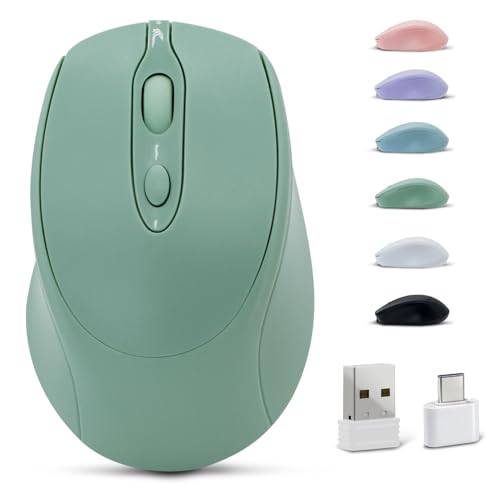 Bluetooth Mouse,Rechargeable Wireless for Laptop/iPad/MacBook Pro/Air, Silent Mouse Portable Slim for Surface Pro/PC/Lenovo/Samsung Tablet (Light Green) - color: Light Green