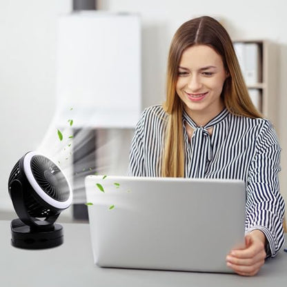 Rechargeable RV Cooling Fan Light, 4-Speed Portable Desk Fan, Dia: 5.5inch, Rotatable Clip-On & Wall-Mount Fan for Home Office RV Travel, 5000mAh Battery - color: Black