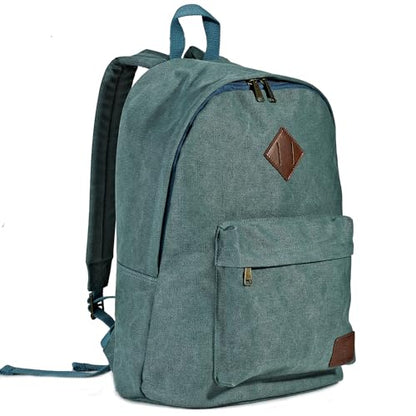 Canvas College Laptop Backpack, Durable Rucksack Travel Notebook Bag Backpack Book Bag for Men Women Turquoise Factory Directly - color: Turquoise