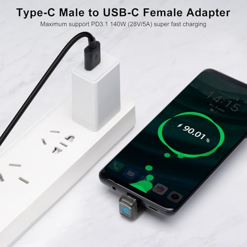 USB 4.0 Digital Display USB C Male to Female Adapter 40Gbps, 180 Degree Angled Connector 140W Power 8K@60Hz Video Compatible with Samsung and More USB-C Devices, Light Black (2 Pack) - style: AY-Ushape-dd-lb