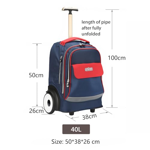 Rolling Laptop Bag for 15.6 Inch Laptop,Roller Bag,Backpack with Quiet Wheels,Silent Wheeled Computer Bag, T5- Blue/Red - color: T5- Blue/Red
