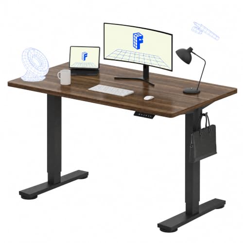 FLEXISPOT EN1 48"x24" One-Piece Standing Desk, Black Walnut (Black Frame) | 176 LBS Capacity, Seamless Desktop, Home Office, 4 Memory Presets, Dual Monitor Setup, Anti-Collision - color: Black Walnut (Black Frame), size: 47.2 x 23.6 in