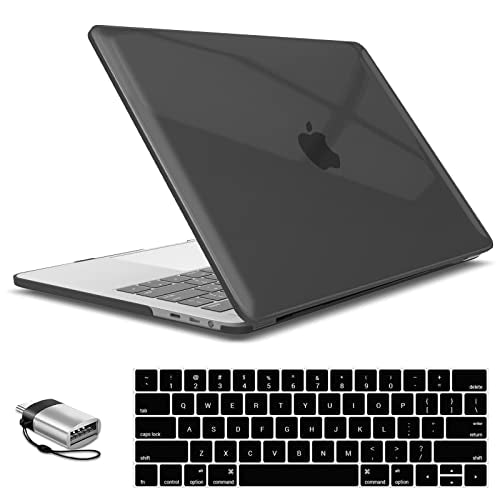 IBENZER Compatible with MacBook Pro 15 Inch Case 2019 2018 2017 2016 A1990 A1707, Hard Shell Case with Keyboard Cover & Type C Adapter for Mac Pro 15 Touch Bar, Crystal Black, T15CYBK+1TC - color: Crystal Black, size: For Macbook Pro 15" with Touch Bar A1