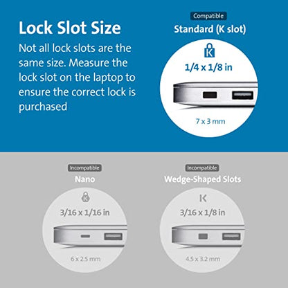 Kensington Combination Laptop Lock for Standard Security Slot, Resettable (K60213WW) - size: Slim, style: Simple Solution T-Bar