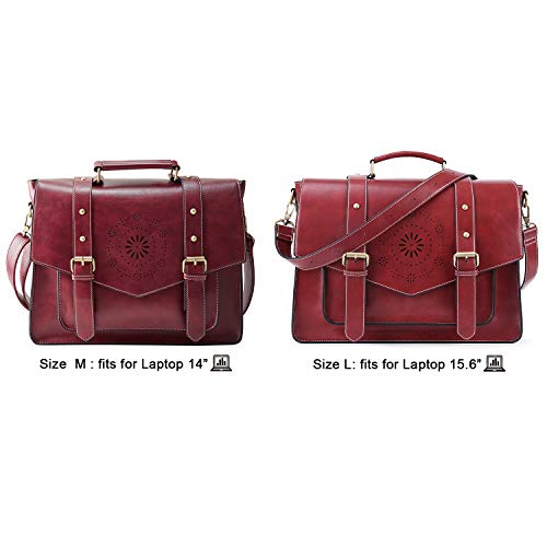 ECOSUSI Backpack for Women Briefcase Messenger Laptop Bag Vegan Leather Satchel Work Bags Fits 15.6 inch Laptops, Red - color: 3red-l