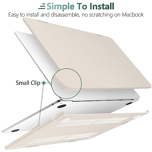 for MacBook Air 15 Inch Case M5 M4 M3 M2 (2026-2023) A3448 A3241 A3114 A2941, Protective Hard Shell Cover Compatible with Touch ID & Liquid Retina Display - Cream Stone - color: Cream Stone
