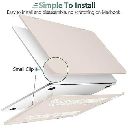 for MacBook Air 15 Inch Case M5 M4 M3 M2 (2026-2023) A3448 A3241 A3114 A2941, Protective Hard Shell Cover Compatible with Touch ID & Liquid Retina Display - Cream Stone - color: Cream Stone