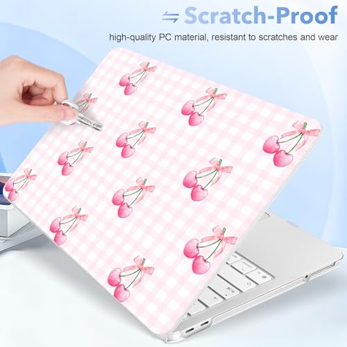 May Chen for MacBook Neo Case 13 inch 2026 | 100% Match Official Color | Pattern Printing, Anti-Crack & Scratch & Fingerprint | Protective Hard Shell Cases Model A3404 - Cherries with Ribbon Bow - color: Cherries with ribbon bow