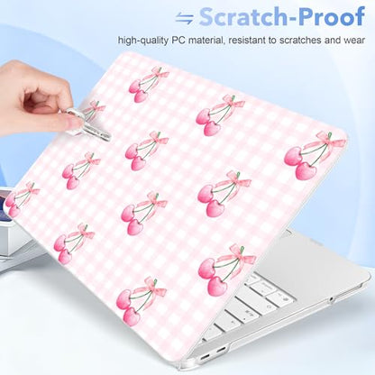 May Chen for MacBook Neo Case 13 inch 2026 | 100% Match Official Color | Pattern Printing, Anti-Crack & Scratch & Fingerprint | Protective Hard Shell Cases Model A3404 - Cherries with Ribbon Bow - color: Cherries with ribbon bow