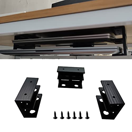 PIAOLGYI Under Desk Double Decker Laptop Holder Mount with Screw, Under Desk Laptop Mount Bracket, Add On Under Table Keyboard Storage (3 Pcs)