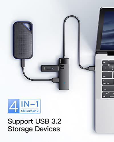 Inateck USB Hub with 4 USB A Ports, USB 3.2 Gen 2 Speed, 1.6 ft Cable, HB2025A - size: USB A TO 4A, style: With 1.6ft cable