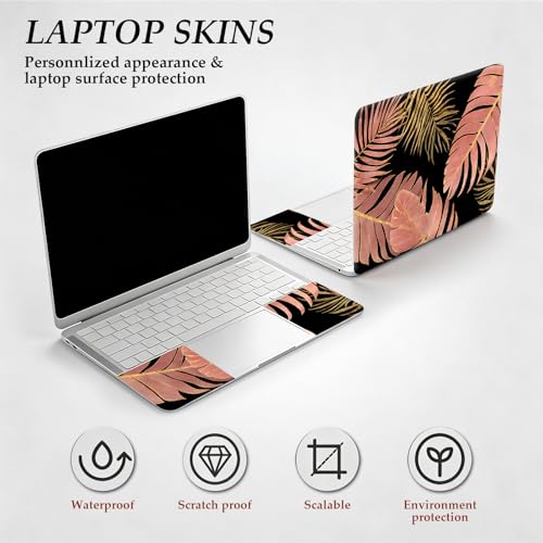 DEGDFSGR 12.1-15.6 Inch Universal Reusable Laptop Skin Sticker Decal, Waterproof Removable Protector for Notebook Cover, Scratch-Resistant Vinyl Cuttable Full Wrap Sticker, Luxury Monstera Palm Leaf - color: Luxury Monstera Palm Leaf