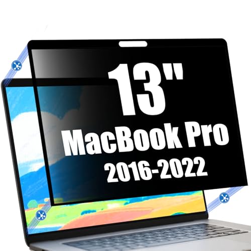 Privacy Screen for MacBook Pro 13 Inch (2016-2022, M1-M2) | Ultra-Thin Edge Adhesive, Blue Light Filter, Anti-Glare, Scratch Resistant, Close Without Removing, Sleep Mode Compatible - size: MacBook Pro 13 Inch 2016-2022
