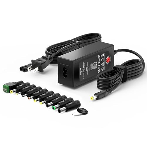 45W Universal 15V 13.5V 12V 9V 7.5V 6V 5V DC Power Supply, Switching AC Adapter Replacement Power Cord for LED Strip Lights Baby Monitor Security Cameras, Support 1A 2A 3A Max.