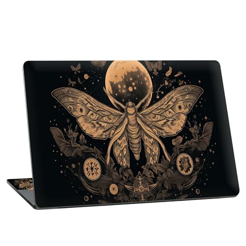 Universal Laptop Skin Sticker with 2 Wrist Pad Skins, Waterproof Scratch Resistant Vinyl Laptop Cover Decal, Cut to Fit for 11–15.6 Inch MacBook HP Dell Lenovo, Goth Moth - color: Goth Moth